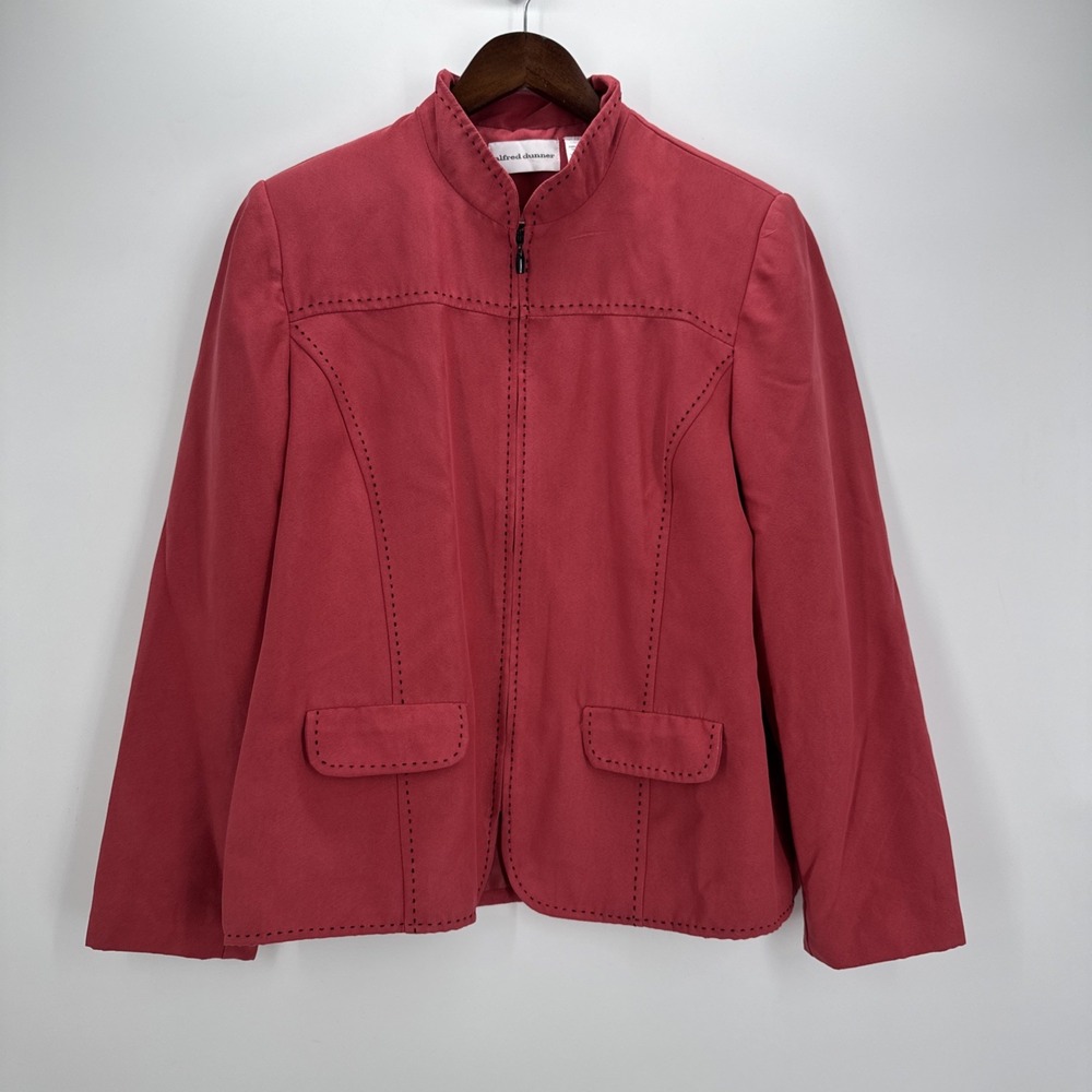 Alfred Dunner Women's Pink Rose Soft Faux Suede Blazer Jacket Size 14
